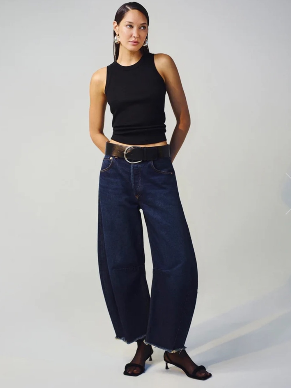 Citizens of Humanity Horseshoe Frayed High-rise Wide-leg Jeans